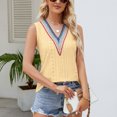 thumbnail image 2 of Birdeem Mode Femmes Été Col en V Dentelle Patchwork Sans Manches Haut Aguichant Blouse, 2 of 7