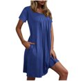 thumbnail image 1 of Ovzne Robes Grande Taille pour Femmes Rondes Robe Femmes Chemise de Nuit avec Poches Chemises de Nuit Manches Courtes Vêtements de Nuit Plissée devant Chemise de Nuit Col Rond Robe Maxi Grande Taille, 1 of 6