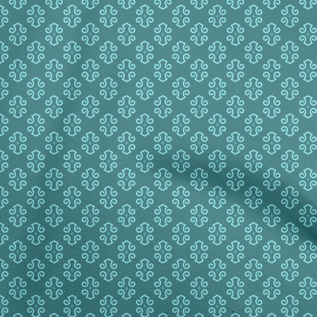 oneOone Rayon Dark Teal Green Fabric Asian Block Sewing Craft Projects Fabric Prints By Yard 56 Inch Wide