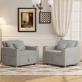 thumbnail image 2 of AECOJOY Fauteuil Convertible 3 en 1: Canapé-Lit et Futon avec Dossier Réglable et 2 Coussins - Gris Pâle, 2 of 10