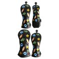 thumbnail image 2 of Set of 4Pcs 1 3 5 UT PU Golf Putter Head Covers Replacement Waterproof Different Size Accessory Breatheable Protector Protection Handmade Tree Pattern Black, 2 of 8