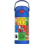 Thermos Kids Vacuum Insulated Funtainer Water Bottle with Flip Up Straw, 355ml, Super Mario, Back to School Supplies