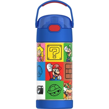 Thermos Kids Vacuum Insulated Funtainer Water Bottle with Flip Up Straw, 355ml, Super Mario, Back to School Supplies