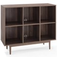thumbnail image 1 of Crosley Furniture Liam 6 Cubby Wooden Record Storage Cube Bookcase in Walnut, 1 of 11