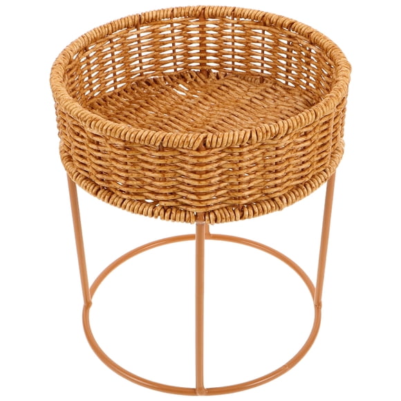 UPGRATOR Boho Rattan Plant Stand Light Brown Multifunctional Flowerpot Holder for Home Decor and Desktop