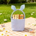 thumbnail image 4 of Tyidzon Easter Mood Decoration Cute Plaid Basket With Rabbits Ears Easter Eggs Candy Gift Storage Handbag, 4 of 6