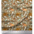 thumbnail image 1 of Soimoi Modal Satin Fabric Kangaroo,Elephant & Lion Animal Print Fabric by Yard 42 Inch Wide, 1 of 3