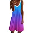 thumbnail image 2 of SMihono Robes d'Été Bohémiennes Femmes Grande Taille Mode Femmes Décontracté Sexy Col en V Imprimé Été Dentelle Sans Manches Mini Robe, 2 of 4
