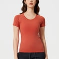 thumbnail image 4 of Hauts à Col Rond pour Femmes T-Shirt de Sport à Manches Courtes Haut de Course et de Mise en Forme Ajusté Respirant Tenue de Yoga, 4 of 9