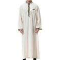 thumbnail image 2 of Birdeem Robe Musulmane pour Hommes Robe Arabe Mi-Longue Style Long Manches Longues Brodée Col Montant Poche Longue Chemise Mode Décontractée, 2 of 9