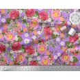 thumbnail image 2 of Soimoi Tissu Crêpe polyester Feuilles, Clématites & Roses Imprimé Floral 1 Yard 42 Pouces de Large, 2 of 3