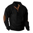 thumbnail image 1 of Birdeem Mode Homme Décontracté Sport Col Montant Bouton Patchwork Chandail à Manches Longues Blouse, 1 of 1