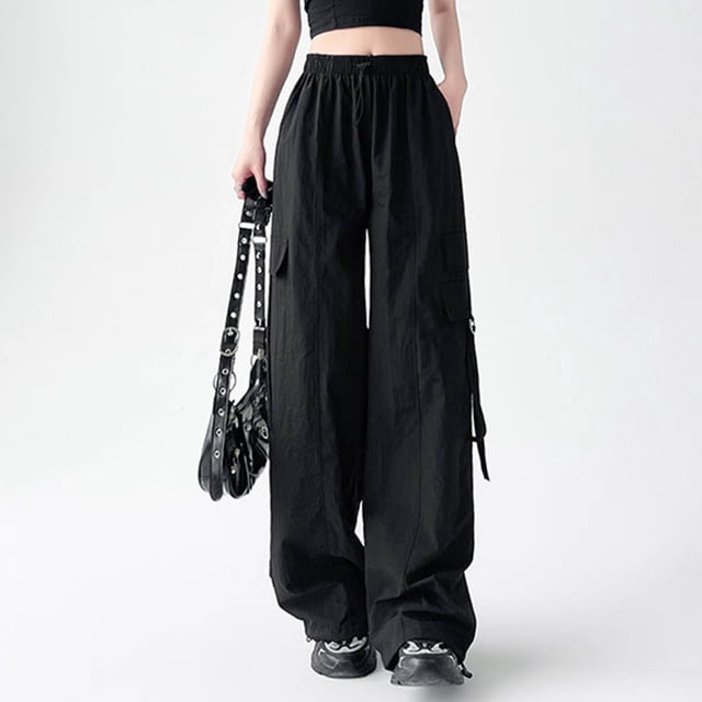 LSLJS Women's Mid-waist Pocket Overalls Casual Pants In Spring and Summer, Womens Cargo Pants Summer Clothes