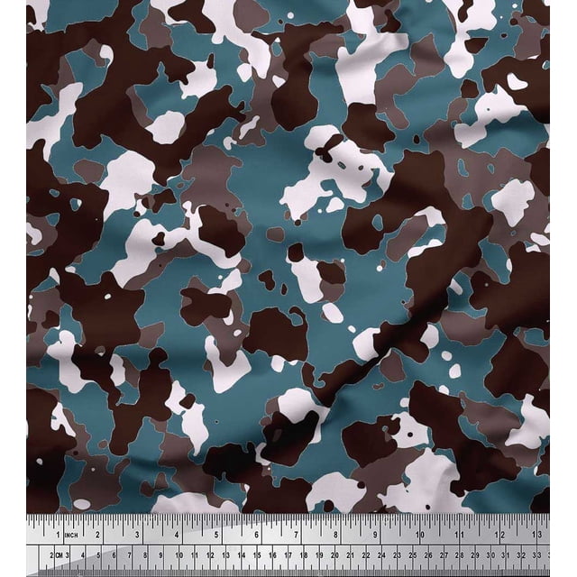 Soimoi Moss Georgette Fabric Two Tone With White Camouflage Printed Fabric 1 Yard 42 Inch Wide