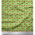 thumbnail image 1 of Soimoi Modal Satin Fabric Leaves & Poppy Floral Printed Fabric 1 Yard 42 Inch Wide, 1 of 6