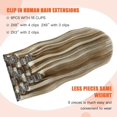 thumbnail image 2 of UGOTRAYS Clip In Extensions Real Human Hair Balayage Light Brown to Bleach Blonde Highlights Remy Human Hair Extensions 15 Inch 70g Double Weft 7pcs #6p613 Human Hair Clip in Extensions, 2 of 5