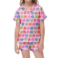 thumbnail image 2 of MIASHUI Girls Pajamas Set Flower Pattern Button-Down Sleepwear 2 Piece Nightwear,Pink,6-7 Years, 2 of 4