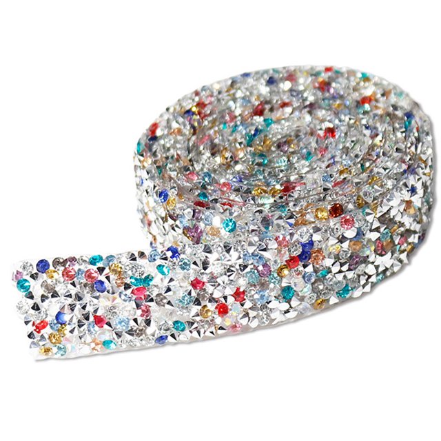Bling Stickers Tape Trim Resin Crystal Decoration Applique Craft Lightweight Fix Decor Beads Drill Strip for Automobile Ornament Mixed Color 1 Code 2.5cm