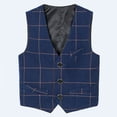 thumbnail image 2 of XASZHN Boy's 3 Button Plaid Formal Suit Vest Navy_001 7-8 Years, 2 of 7