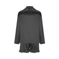 thumbnail image 4 of Qertyioot Tendances Femmes Ensemble de Pyjama Décontracté Ample Col en V Manches Longues+shorts, 4 of 5