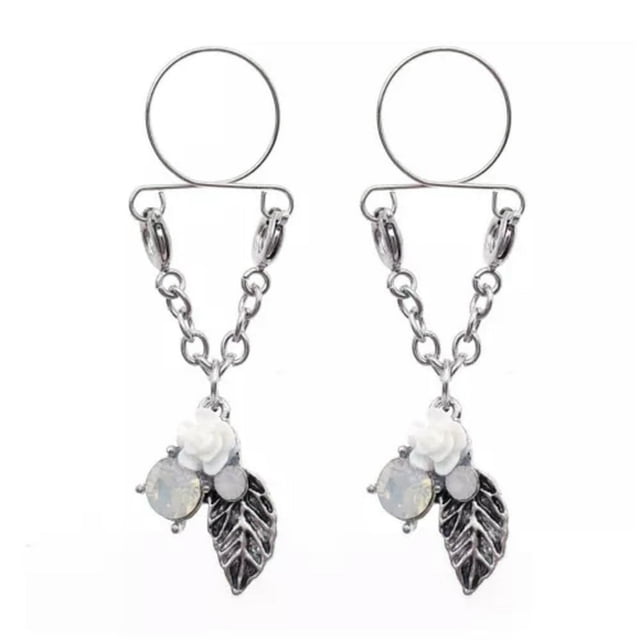 JUNWELL 2X Sexy Adjustable Nipple Rings Non-Piercing Clip On Dangle Fake Nipplerings-08
