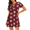 thumbnail image 1 of Vsdgher Flocons de Neige sur Motif de Noël à Carreaux Buffalo Chemise de Nuit à Manches Courtes pour Femmes Col Rond Mignonne Robe de Nuit à Volants Nuisette Confortable, 1 of 6