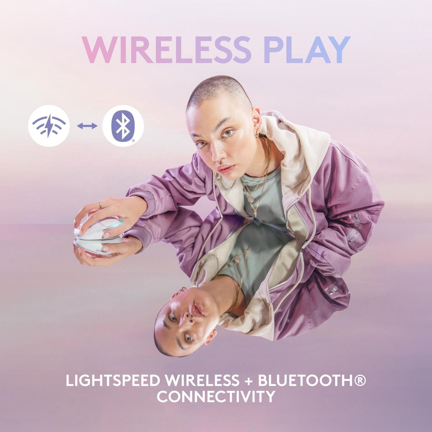 Logitech G705 Wireless Gaming Mouse, Customizable LIGHTSYNC RGB Lighting - Off White