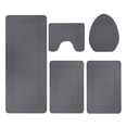 thumbnail image 1 of Maplenight 5-Pieces Large Bathroom Rug Set with Toilet Cover - Soft Velvet Fleece, Non-Slip, Water Absorbent, Washable, Modern Style Gray, 1 of 7