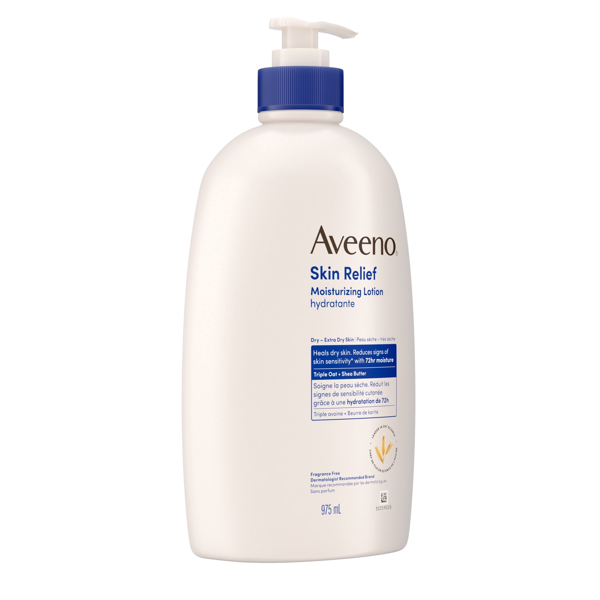 Aveeno Skin Relief Moisturizing Lotion, Beurre de Karité, Avoine, Diméthicone, Hydratant Corporel pour Peau Sèche, Sans Parfum