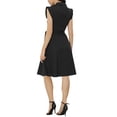thumbnail image 3 of INSPIRE CHIC Robe-Chemise pour Femme Manches Cap Pointes Col à Pointes Taille à Nouer Boutons Mi-Longues TG Noir, 3 of 6