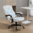 thumbnail image 1 of Vinsetto Chaise de Bureau de Massage, Chaise de Bureau en Tissu de Lin avec Repose-Pieds, Blanc, 1 of 10