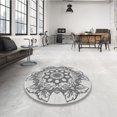 thumbnail image 4 of Ahgly Tapis d'Intérieur Lavable en Machine Carré Transitionnel Gris Platine, 5 Pieds Carré, 4 of 7