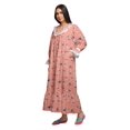 thumbnail image 2 of Moomaya Robe de Nuit Maxi pour Femmes en Coton à Col en V Imprimé avec Bordure Volantée, 2 of 5