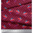 thumbnail image 2 of Soimoi Red polyester Crepe Fabric Watercolor Macaw Parrot & Triangle Geometric Print Sewing Fabric Yard 42 Inch Wide, 2 of 5