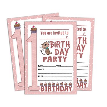 Darling Souvenir Carte d'Invitation d'Anniversaire Rose Imprimable à Remplir Ou à Écrire Invitations Vierges Fournitures de Fête Lot de 28 5 x 7 Pouces