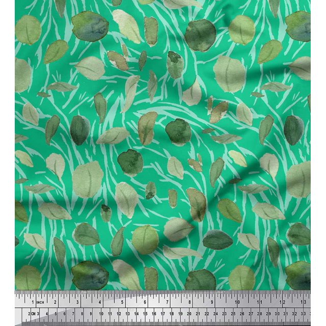 Soimoi Green Velvet Fabric Cabbage Leaves Fabric Prints By Yard 60 Inch Wide