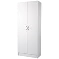 thumbnail image 1 of KFFKFF Kitchen Pantry Cabinet, 60" High Food Storage Unit, 110LBS Independent Storage Cupboard with Trio of Shelves (Two Modifiable), Crafted from Engineered Wood, Practical Pantry for Kitchen, 1 of 9