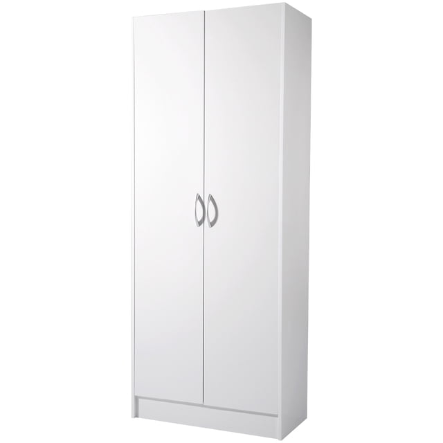 KFFKFF Kitchen Pantry Cabinet, 60" High Food Storage Unit, 110LBS Independent Storage Cupboard with Trio of Shelves (Two Modifiable), Crafted from Engineered Wood, Practical Pantry for Kitchen