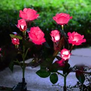 Dvkptbk solar lights Solar Garden Lights - 4 Head Floral Sway Light Solar Light-Solar Sway Lights- Sway with The Wind- Solar Outdoor Lights- Solar Garden Decorative Lights- Patio Ya