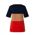 thumbnail image 4 of T-shirt pour Femmes à Blocs de Couleur, Manches Courtes, Haut à Manches, Haut pour Femmes, Blouse à Col Rond, Orange Coloré, L, 4 of 7
