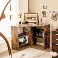 thumbnail image 3 of Costway Corner Computer Desk Triangle Writing Workstation w/Storage Shelf Rustic, 3 of 10