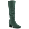 thumbnail image 1 of BLISSFUL STEP Halloween Women's Knee High Boots Square Toe Slouch Chunky Heel Dark Green 7, 1 of 6