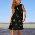 thumbnail image 2 of PMVFHDE Robe Fille pour l'Été Mode Fille Mignonne Printemps et Été Imprimée Col Rond Sans Manches Robe Décontractée (5),Noir,8-9, 2 of 5