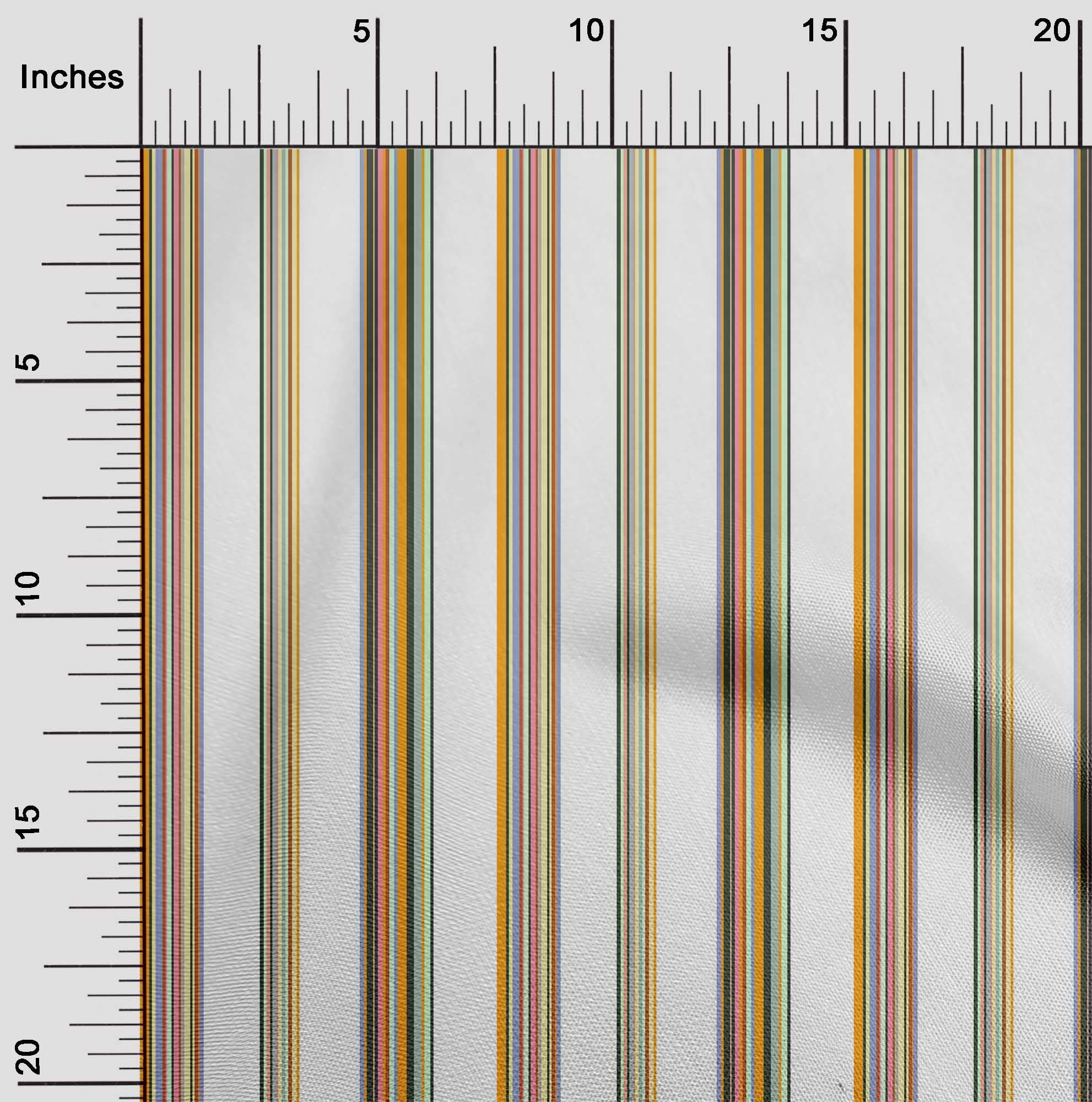 oneOone Viscose Chiffon Fabric Multicolor Stripe Print Fabric By The Yard 42 Inch Wide