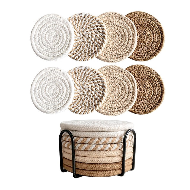 TIELUTT sous-Verres pour Boissons sous-Verres pour Osier Chargeurs pour Assiettes de Souper Petite Table à Manger Ensemble pour 4 Table Ronde Ronde Ensemble de Cuisine Napperons Ronds Salle à Manger Intérieure Extérieure Petite Table à Manger Ensemble fo
