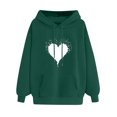 thumbnail image 1 of XZNGL Womens Comfortable Sweater Heart Pattern Printed Womens Hooded Pocket Drawstring Sweater, 1 of 4