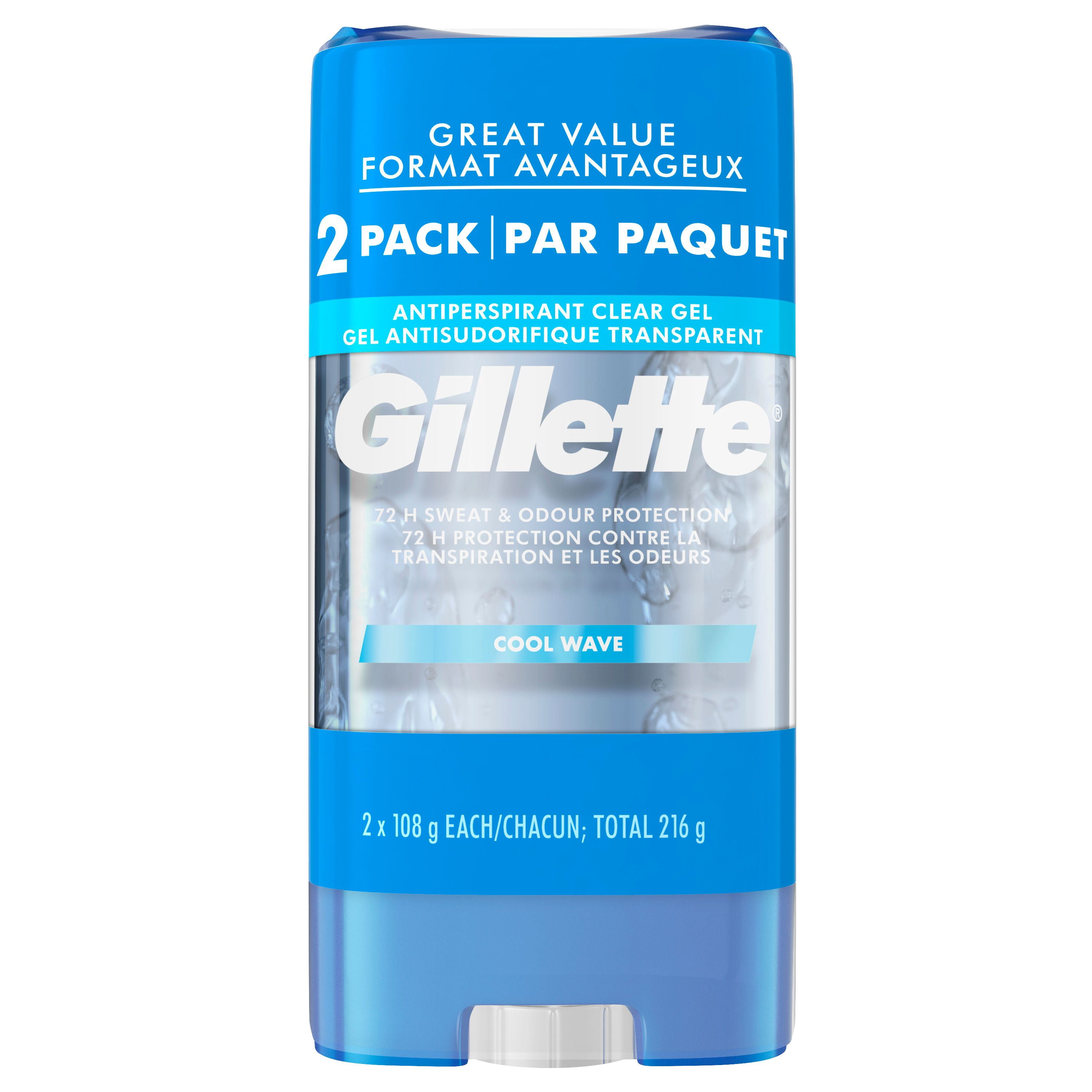 Gillette Antisudorifique en Gel Transparent et Déodorant pour Hommes Parfum Cool Wave
