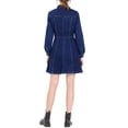 thumbnail image 3 of Robe en Denim pour Femme, Boutonnée, Col à Revers, Col en V, Manches Longues, Ligne A, Robe en Jean en Coton, TG Bleu Foncé, 3 of 8