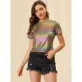 thumbnail image 2 of INSPIRE CHIC Women's Party Metallic Textured Short Sleeve Shiny Multi Color Top, 2 of 6
