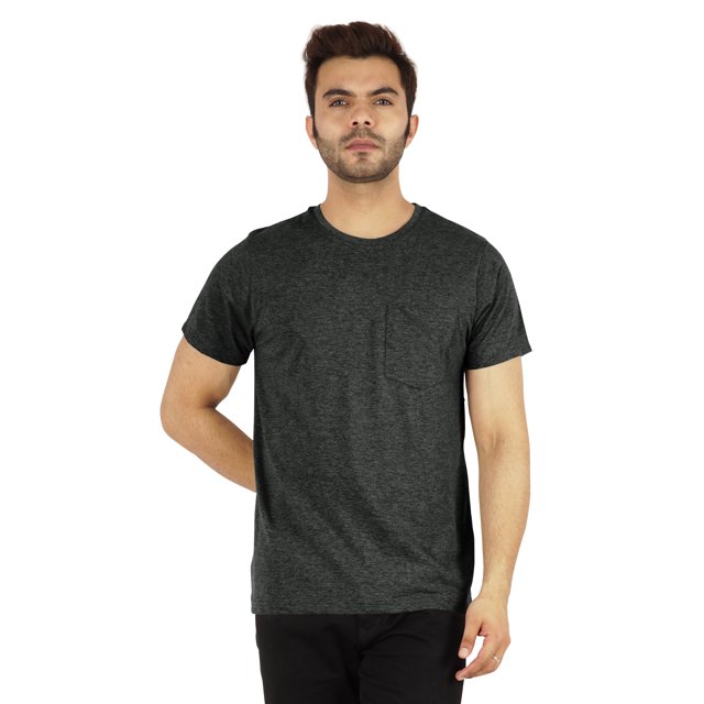 Inkmeso Solid Short Sleeve Crewneck T-ShirtForMens Lightweight EverydayShirtsW/ Patch Pocket